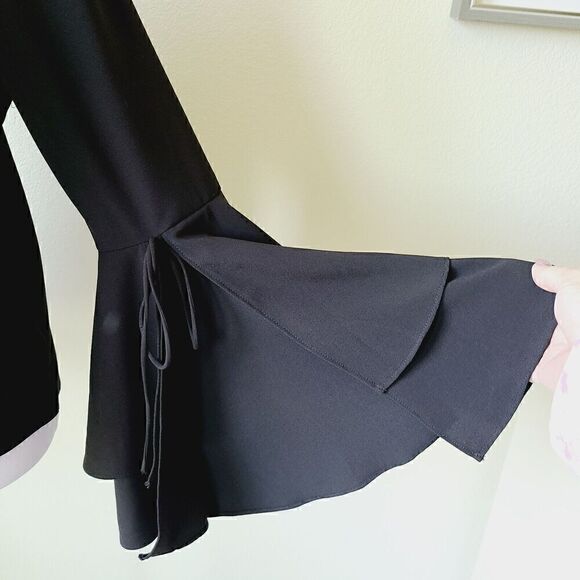 Witchy Whimsigoth Black Shirt Blouse Sz Small Bell Sleeves Fairygrunge NEW - Picture 2 of 12